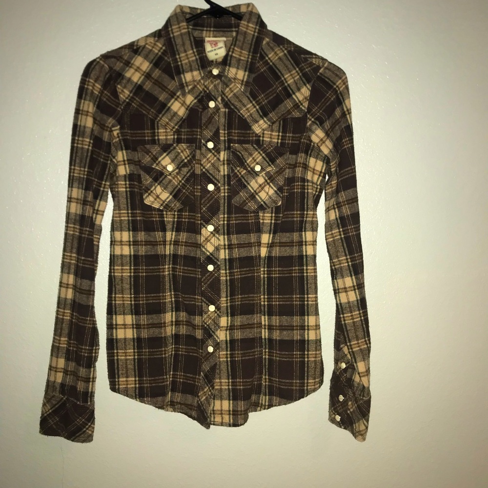Y2K TRUE RELIGION FLANNEL TOP 🖤NWOT STUNNING XS🔥
